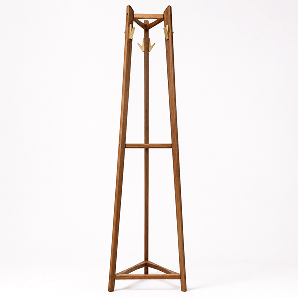 Tripod Freestanding Solid Wood Coat Rack