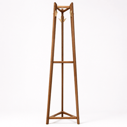 Tripod Freestanding Solid Wood Coat Rack