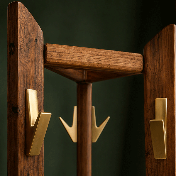 Tripod Freestanding Solid Wood Coat Rack