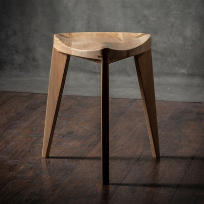 White Natural European walnut wood three-legged stool