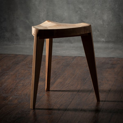 White Natural European walnut wood three-legged stool