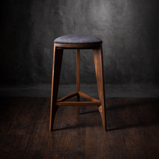 Terza Stoffa – Walnut Bar Stool with Upholstered Seat
