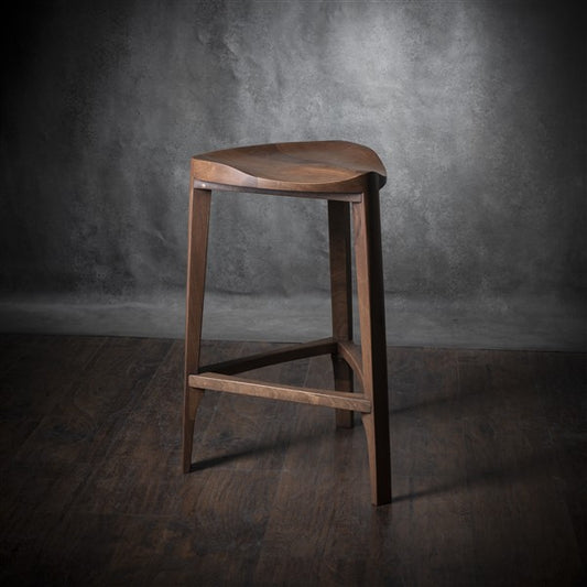 Terza XL - Elegant Walnut Bar Stool with Carved seat