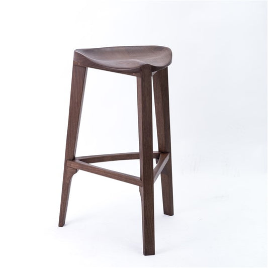 Elegant Walnut Bar Stool with Footrests - Handcrafted, All-Wood Design, Free Shipping!