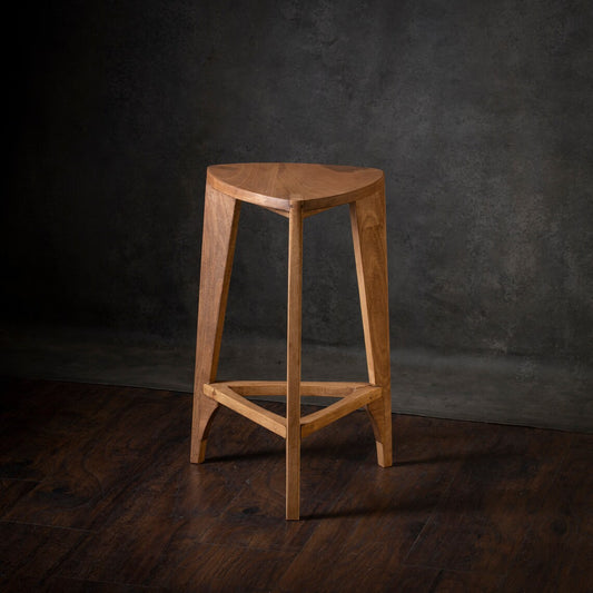 Walnut Wood Bar Stool -Flat Seat