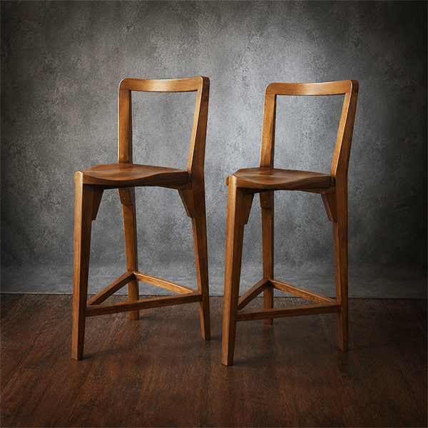 Set of two Terza bar stools with backrest