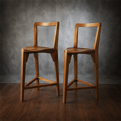 Set of two Terza bar stools with backrest