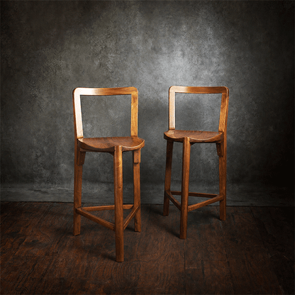 Set of two Terza bar stools with backrest