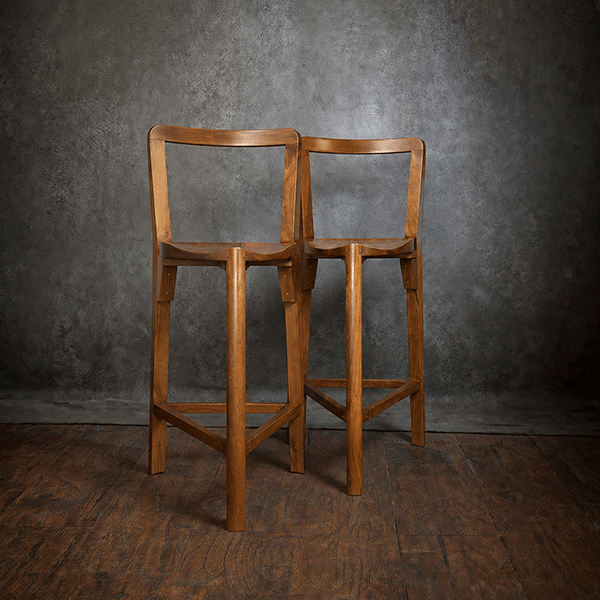 Set of two Terza bar stools with backrest