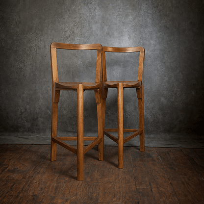 Set of two Terza bar stools with backrest