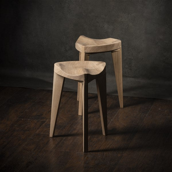 Oak Stool Carved Seat