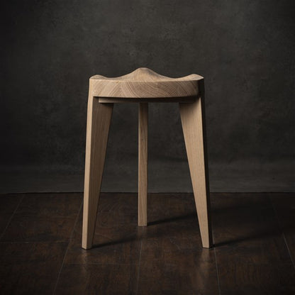 Oak Stool Carved Seat